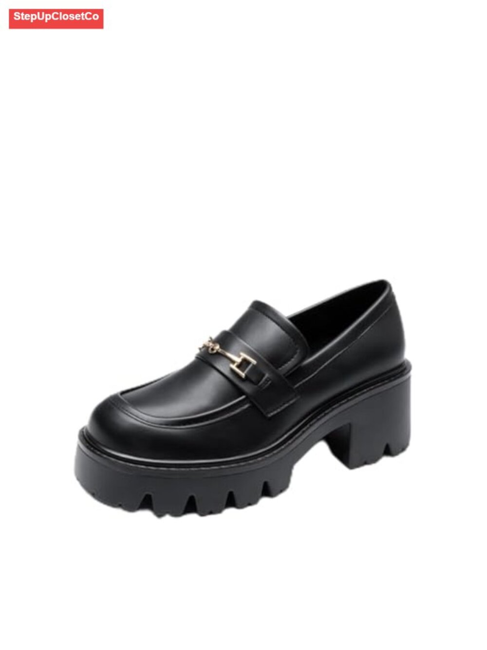 Women's Platform Loafers with Memory Foam, Faux Leather, Chunky Heel